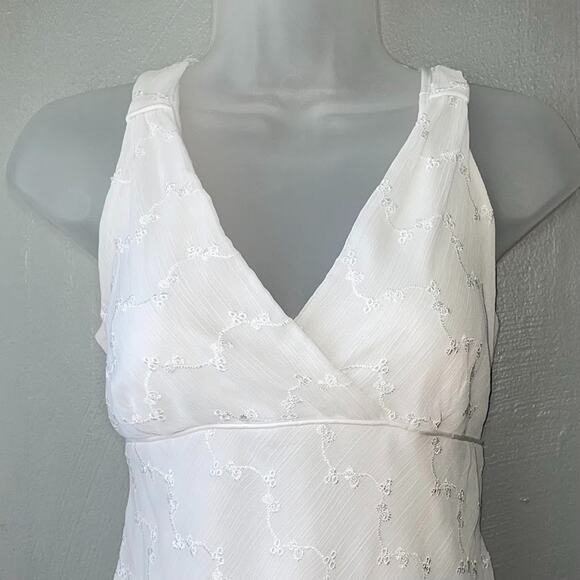 Studio Y Size Medium Embroidered White Chiffon Babydoll Top Coquette Romantic - Picture 2 of 11